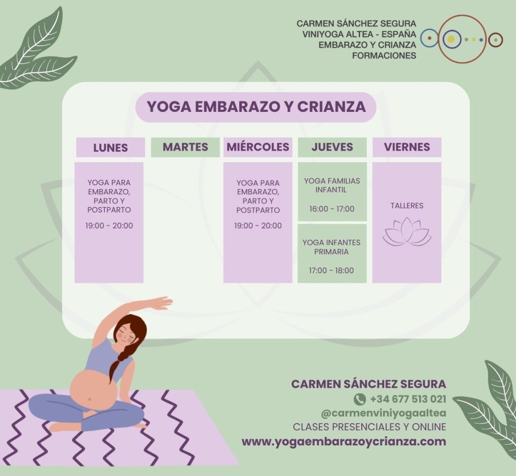 Horario de yoga para embarazadas